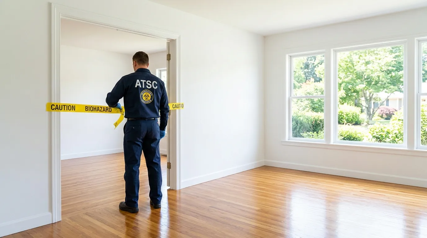 Certified biohazard cleanup crew performing Trauma Scene Cleanup in Odessa